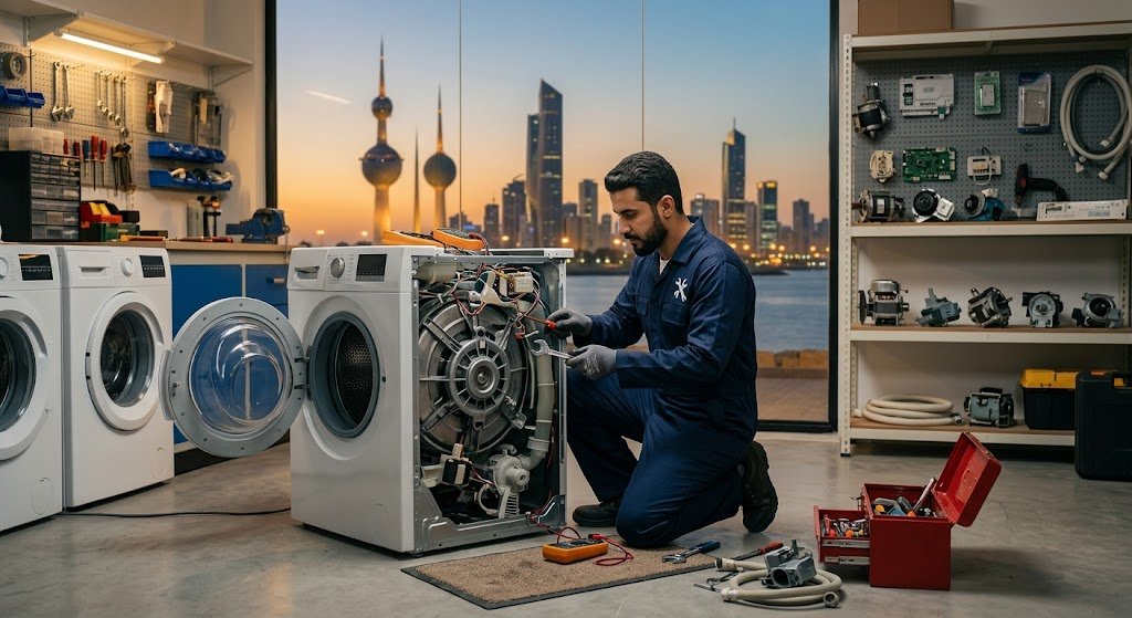 خدمات فني متخصص لصيانة جميع ماركات الغسالات العالمية بالكويت لاكتشاف الأعطال